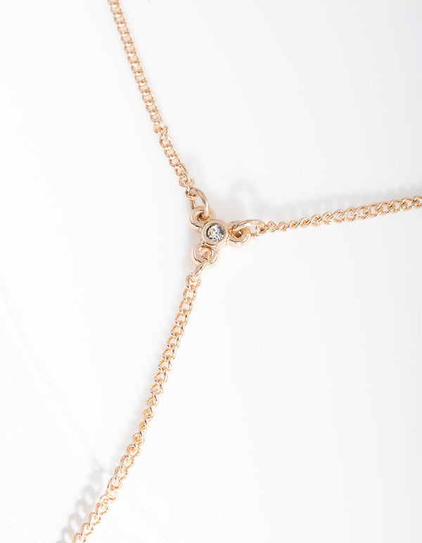 Gold Diamante Moon Chain Necklace