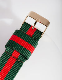 Gold Stripe Fabric Watch - link has visual effect only