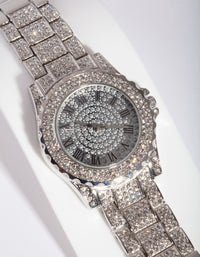 Rhodium Large Mega Bling Watch - link has visual effect only