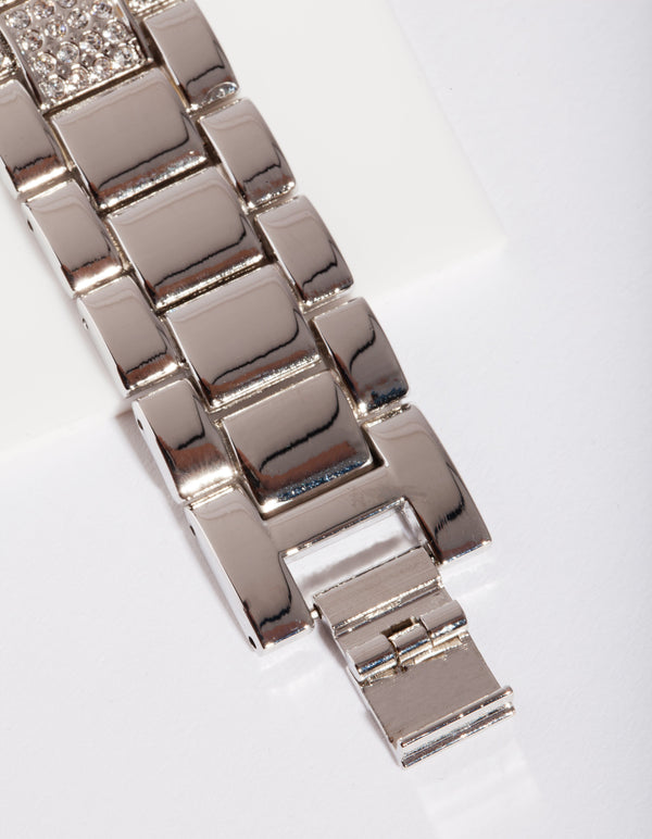 Rhodium Large Mega Bling Watch