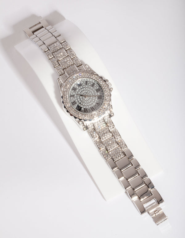 Rhodium Large Mega Bling Watch