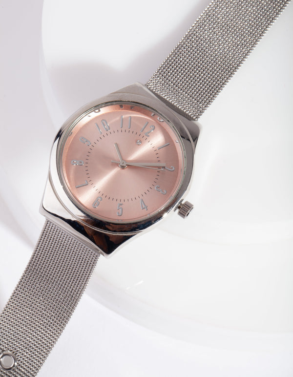 Rhodium Mini Diamante Detail Watch
