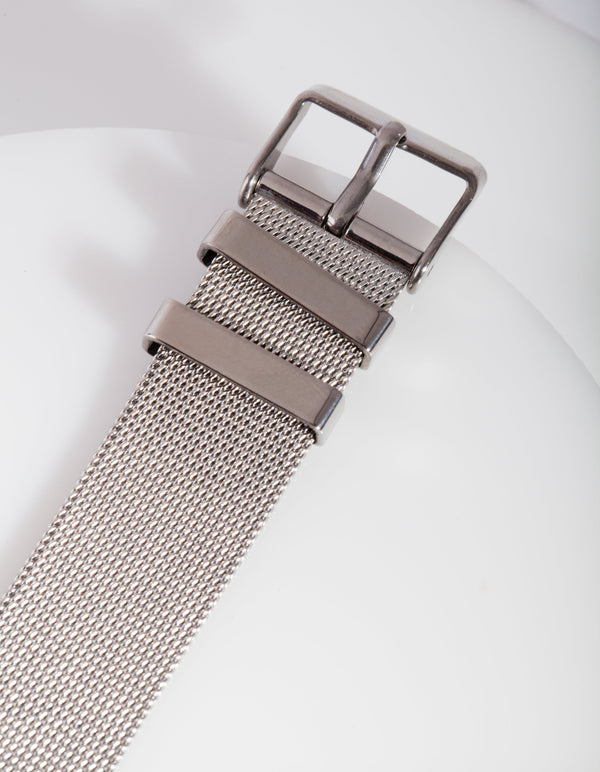 Rhodium Mini Diamante Detail Watch