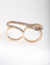Gold Diamante Snake Multifinger Loop Ring - link has visual effect only