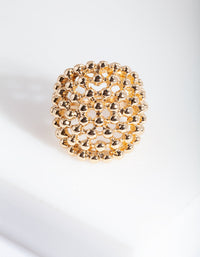 Gold Textured Ball Ring - link has visual effect only