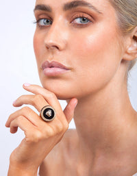 Black Enamel Medusa Ring - link has visual effect only