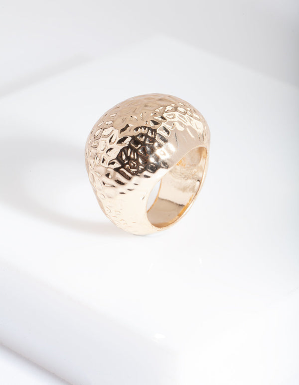 Gold Textured Dome Ring