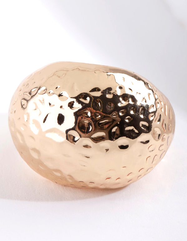 Gold Textured Dome Ring