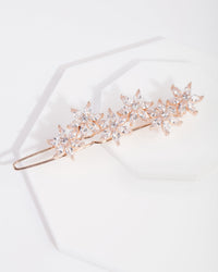 Rose Gold Cubic Zirconia Flower Hair Clip - link has visual effect only
