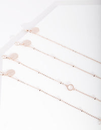Rose Gold Cubic Zirconia Circle Bracelet and Anklet 4 Pack - link has visual effect only