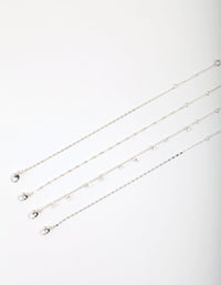 Silver Cubic Zirconia Anklet Bracelet Pack - link has visual effect only