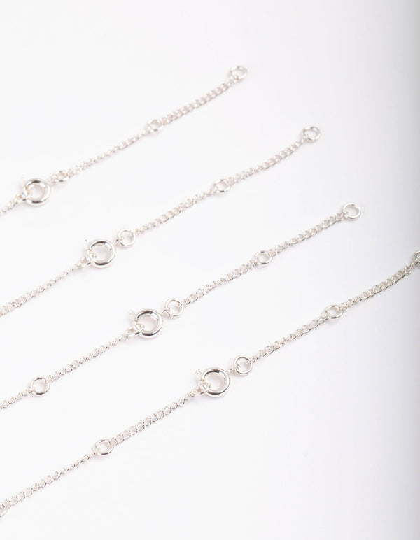 Silver Cubic Zirconia Anklet Bracelet Pack