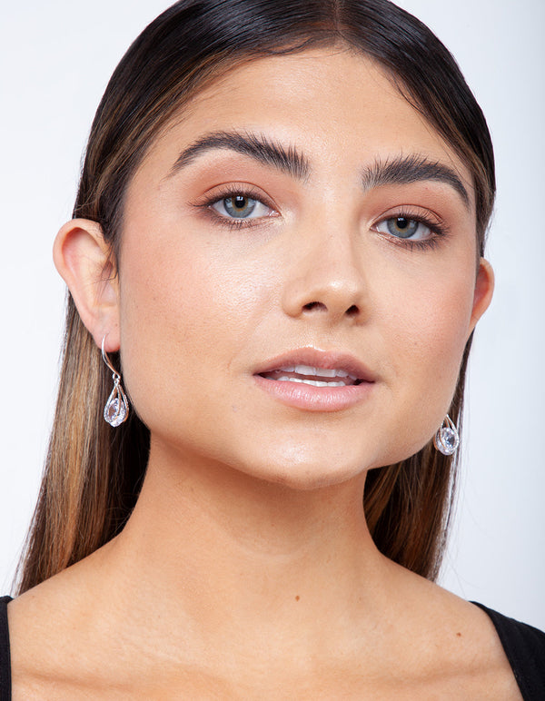 Silver Cubic Zirconia Teardrop Earrings