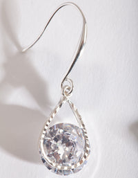 Silver Cubic Zirconia Teardrop Earrings - link has visual effect only