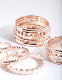 Rose Gold Textured Band Ring Pack - link has visual effect only