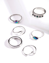 Rhodium Shining Wave Ring Pack - link has visual effect only