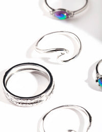 Rhodium Shining Wave Ring Pack - link has visual effect only