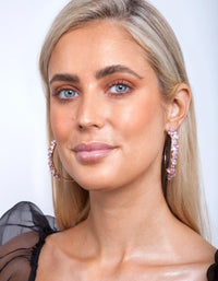 Rose Gold Pink Diamante Cluster Hoops - link has visual effect only