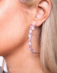 Rose Gold Pink Diamante Cluster Hoops - link has visual effect only