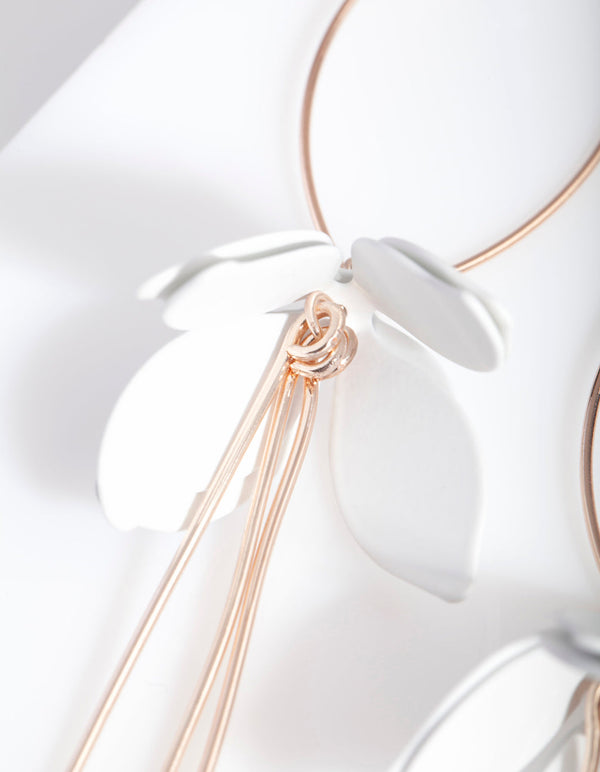 Rose Gold Coated Flower Drop Earrings