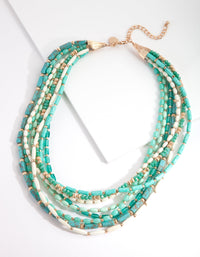 Gold Aqua Multi Bead Necklace - link has visual effect only