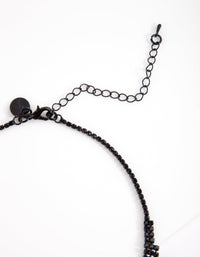 Black Diamante Leaf Necklace & Earrings Set - link has visual effect only