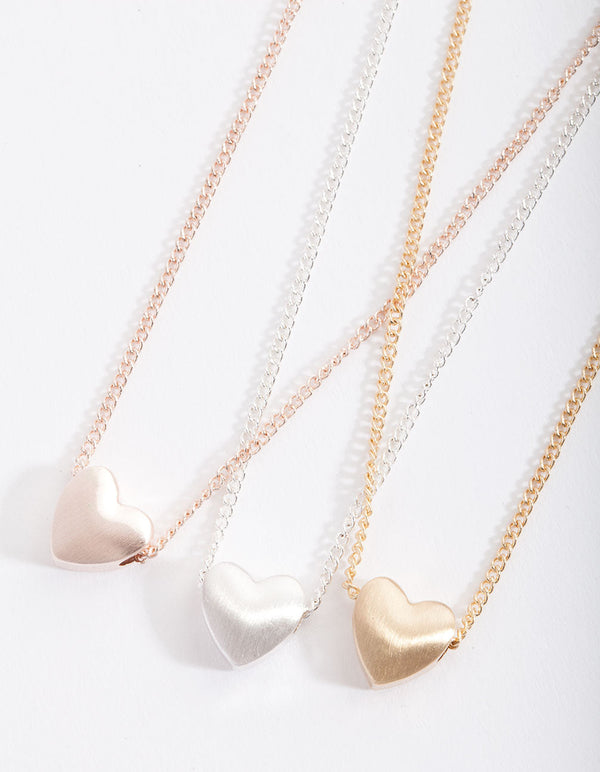 Mixed Metal Mini Hearts Necklace Pack
