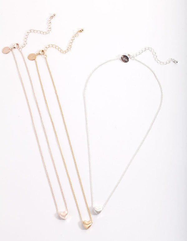 Mixed Metal Mini Hearts Necklace Pack