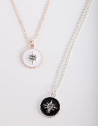 Mixed Metal Noir Blanc Necklace 2 Pack - link has visual effect only