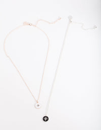 Mixed Metal Noir Blanc Necklace 2 Pack - link has visual effect only
