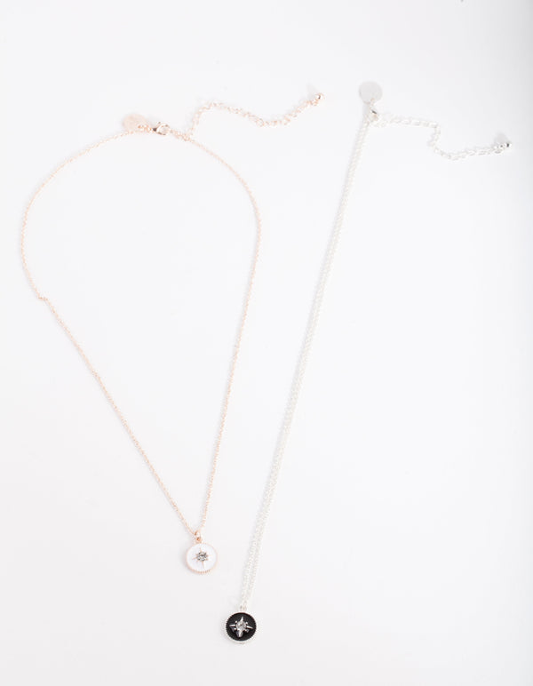 Mixed Metal Noir Blanc Necklace 2 Pack