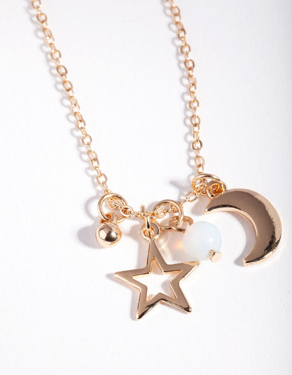 Mixed Metal Star Semi Precious Necklace 2 Pack