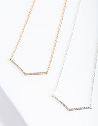 Mixed Metal Diamante Bar Necklaces Pack - link has visual effect only