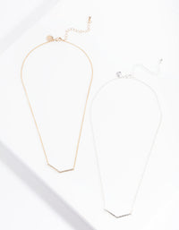 Mixed Metal Diamante Bar Necklaces Pack - link has visual effect only