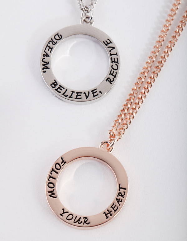 Mixed Metal Affirmation Necklace 2 Pack