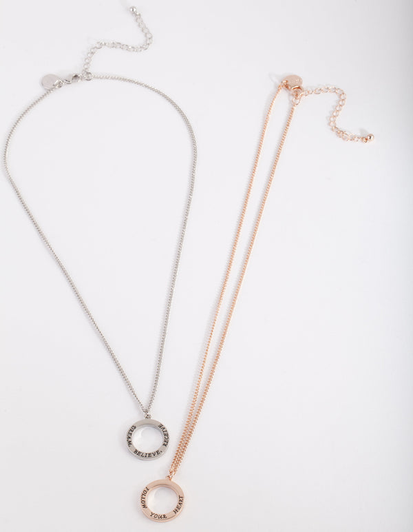 Mixed Metal Affirmation Necklace 2 Pack