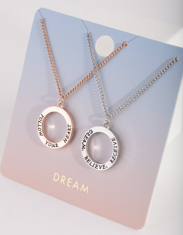 Mixed Metal Affirmation Necklace 2 Pack