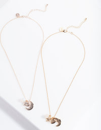 Mixed Metal Love You to the Moon Necklace Pack - link has visual effect only