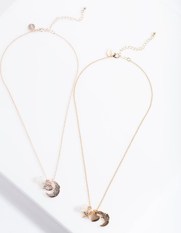 Mixed Metal Love You to the Moon Necklace Pack