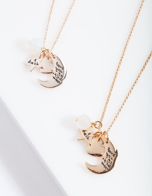 Mixed Metal Love You to the Moon Necklace Pack