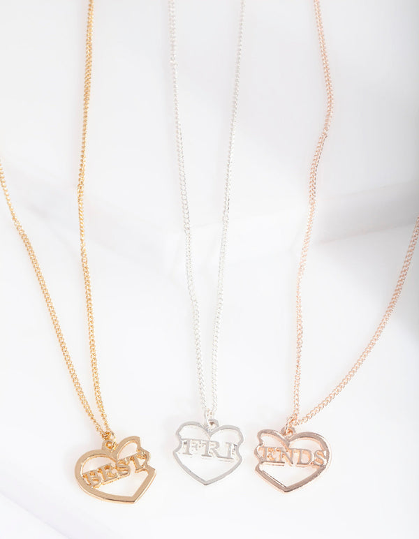 Mixed Metal Best Friends 3 Pack Necklace Set