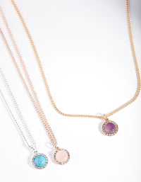 Mixed Metal Diamante Semi Precious Necklace 3 Pack - link has visual effect only
