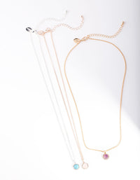 Mixed Metal Diamante Semi Precious Necklace 3 Pack - link has visual effect only