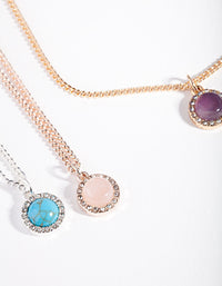 Mixed Metal Diamante Semi Precious Necklace 3 Pack - link has visual effect only