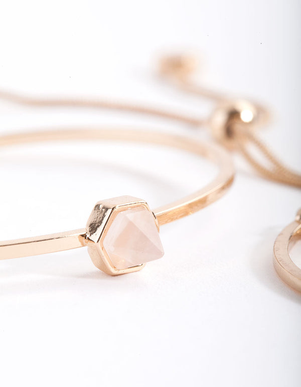 Gold Rose Quartz Toggle Bracelet