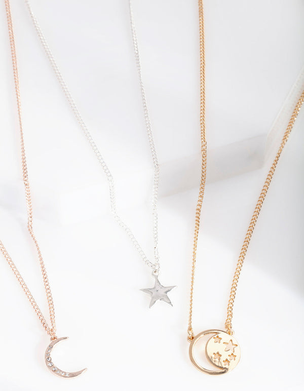 Gold Luck Charms Necklace 3 Pack