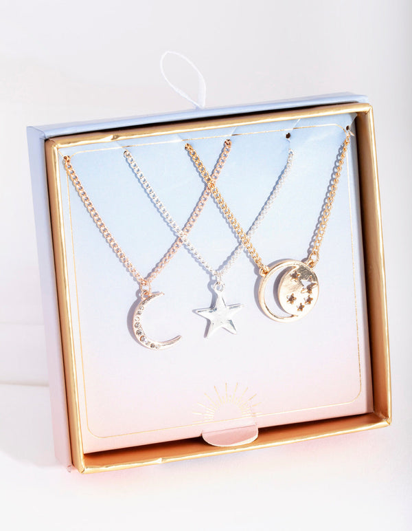 Gold Luck Charms Necklace 3 Pack