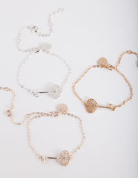 Mixed Metal Filigree Key 3-Pack Bracelets and Anklets - link has visual effect only