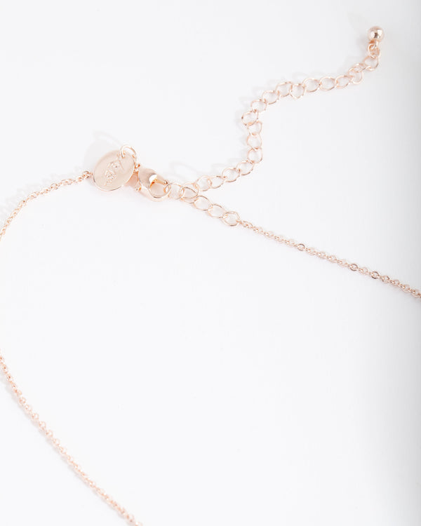 Rose Gold Cubic Zirconia Ring Necklace