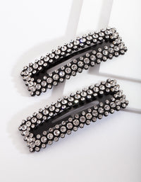 Diamante Rectangle Snap Hair Clip 2-Pack - link has visual effect only